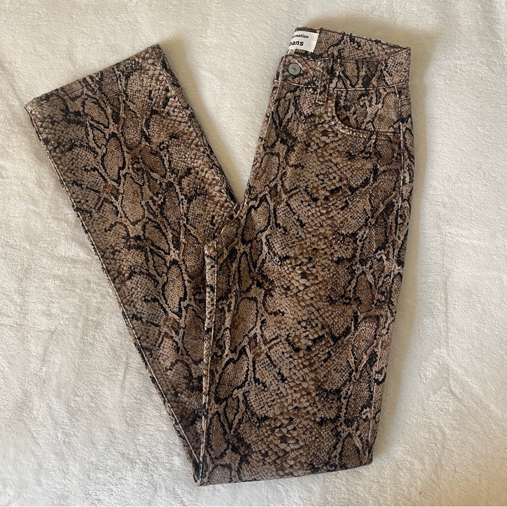 Reformation Peyton Snakeskin High Rise Bootcut Jeans. Size 24.